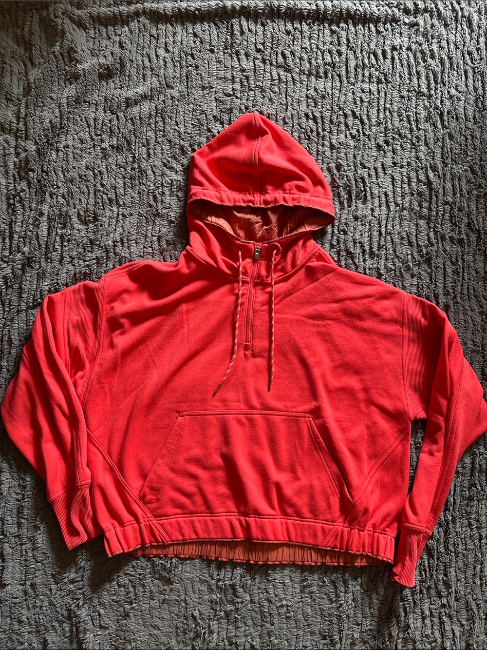 Athleta Coral Red Quarter Zip Hoodie